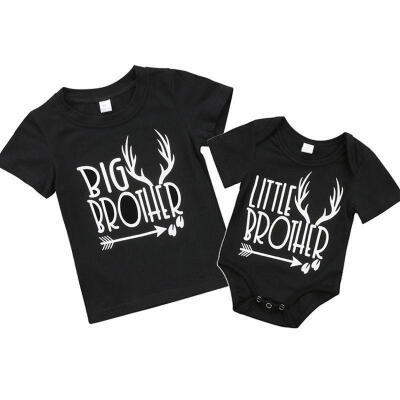 

Newborn Baby Boys Kids Little Big Brother T-shirt Top Romper Outfits