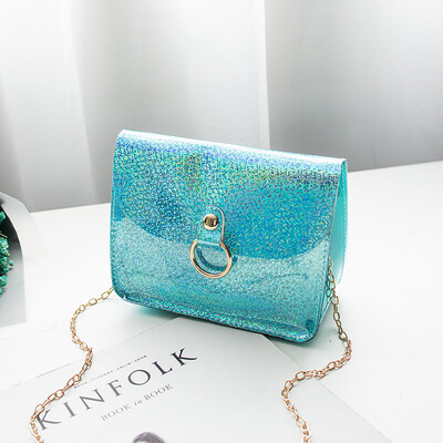 

2019 New Style Sequined Hot Sale Women Flap PVC PU Shoulder Bag Tote Jelly Purse Wallet Handbag Satchel Lady