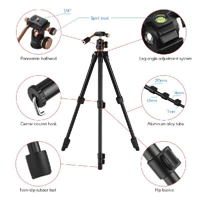 

Andoer Q160S Portable Aluminum Alloy Camera Video Tripod Lightweight Travel 3-Section Tripod Flip Buckle Design with 14" Screw Mo