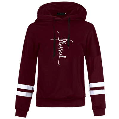 

Women Blessed Casual Sweatshirt Long Sleeve Letter Printed Hoodie