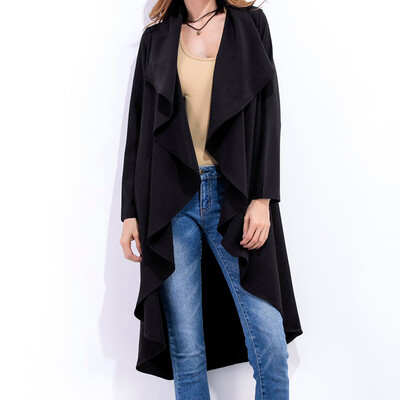 

〖Follure〗Womens Ladies Ruffle Irregular Casual Loose Coat Outwear Long Windbreaker