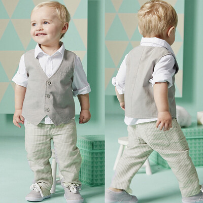 

3Pcs Infant Toddler Baby Boys T-shirt TopsVestPants Outfits Clothes Set Suit
