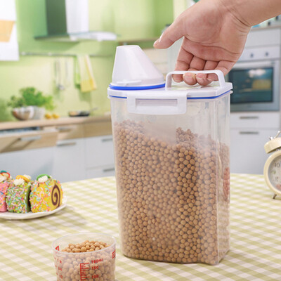 

2L Plastic Cereal Dispenser Storage Box Kitchen Bar Food Grain Rice Container