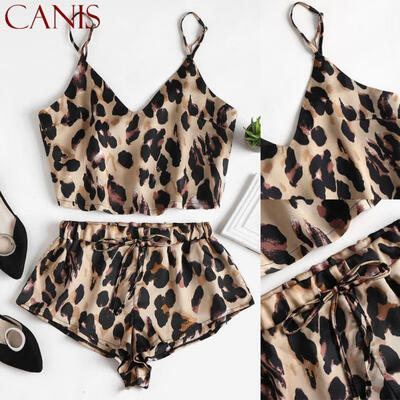 

Satin Women&39S Sexy Pajamas Silk Pijamas Sleepwear Suit Deep V Sling Lingerie Set