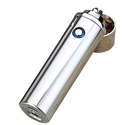 

Creative USB Rechargeable Electronic Hit Fire Machine Windproof Flameless Cylindrical Metal Smoking Cigarette Lighters of Double A