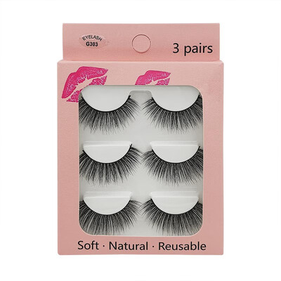 

Natural Dense Slender Handmade Reusable Fake Eye Lashes long makeup eyelash extension 3 Pairs 3D Imitation Mink False Eyelashes