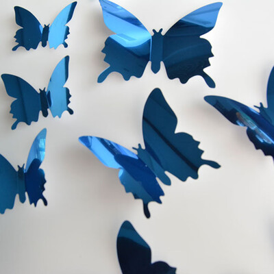 

Siaonvr 12PCS Butterfly Silver Mirror Decoration Home Room Art 3D DIY Wall Stickers