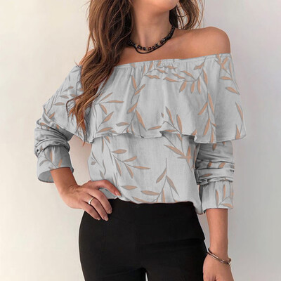 

Starmoon Womens Fashion Long Sleeve Cold Shoulder Strapless Casual Tops Blouses