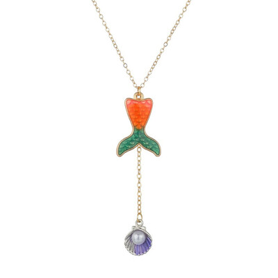 

Summer Sea Shell Pendants&Necklace For Women Orange Color Necklace New Trendy Jewelry Female Handmade Necklace Girls Gifts