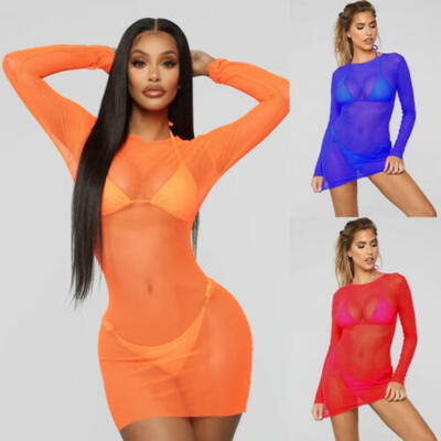 

Women See Through Cover Up Dress Beachwear Bikini Nightwear Club BeachSleep