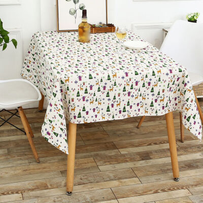 

Christmas Hat Cartoon Cotton Linen Fabric Tablecloth Rectangle Table Cloth Cover for Dining Table