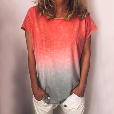 

Starmoon Womens Casual Gradient Color Short Sleeved T-Shirt Tunic Blouse Tops