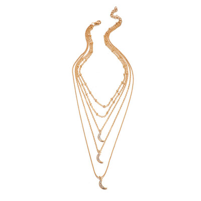 

Three Moon Necklace Layered CZ Gold Chain Choker Coin Necklace Women Accessories Collares Femme