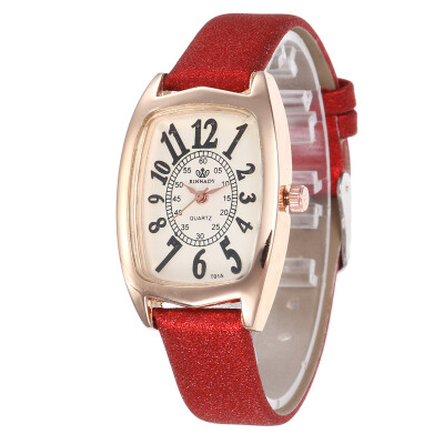 

Summer new matte leather strap ladies digital quartz watch student popular rectangular watch