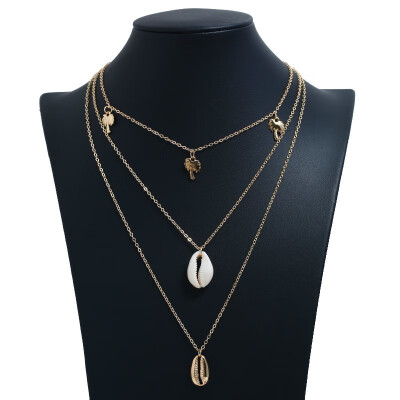 

New Alloy Necklace Retro Sequin Long Necklace Moon Big Pendant Gold Necklace Multi-layer Hot Bohemian Summer Accessories