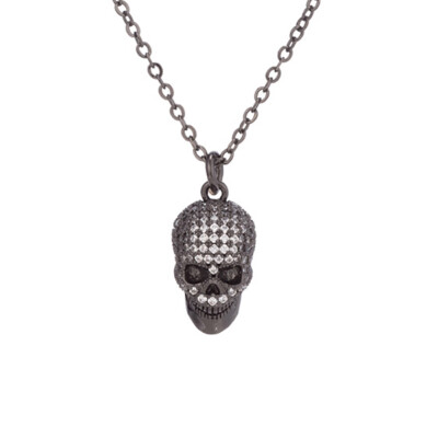 

Men Women Skull Rhinestones Pendant Neck Chain Necklace Punk Jewelry Decoration