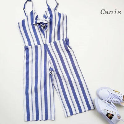 

US Summer Toddler Baby Girls Clothes Stripe Jumpsuit Romper Overall Outfits Set