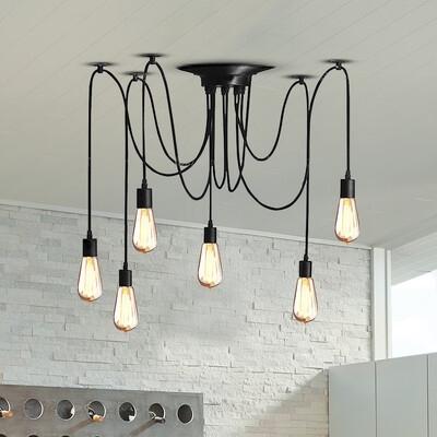 

Gobestart Ajustable DIY Ceiling Spider Light Rustic Chandelier Industrial Hanging Light