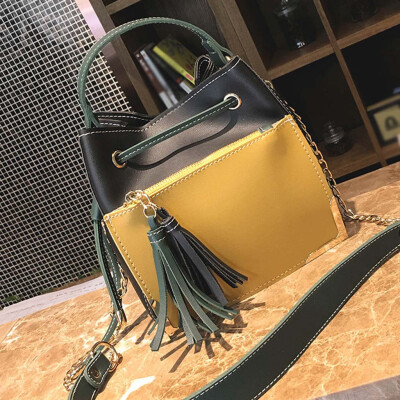 

Tailored Womens Fashion Bucket Bag Color Stitching Shoulder Bag Commute Messenger Bag