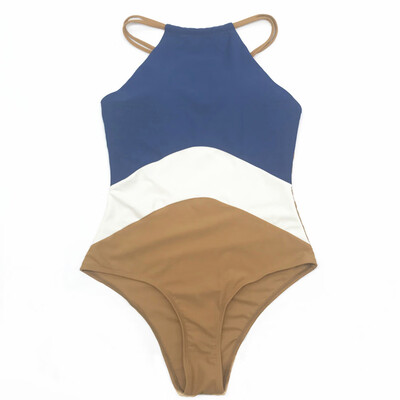 

Roseonmyhand Womens Color Stitching One-piece Swimsuit Swimsuit Beachwear Bikini