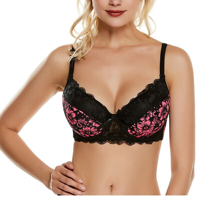 

〖Follure〗Fashion Sexy Gathering Ladies Bra C Cup Lace Printed Coloured Underwear Bra