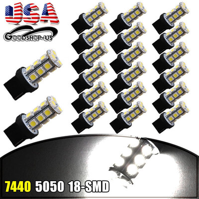 

20x Pure White 7440 T20 5050 18-SMD Trailer Tail Backup Reverse LED Light Bulbs