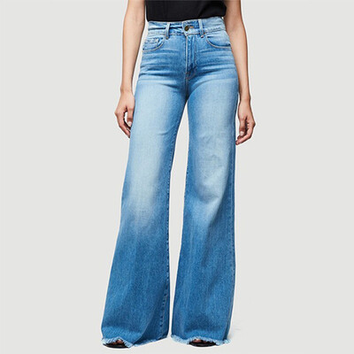

Tailored Women Hight Waisted Wide Leg Denim Jeans Stretch Slim Pants Length Jeans
