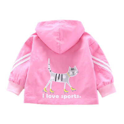 

Autumn Baby Girl Outerwear Patchwork Color Casual Hoodie Zipper Sweatshirt Kids Coat Outfits Tops