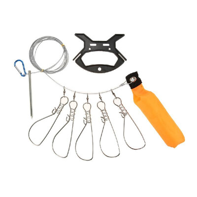 

5 Snaps 10 Snaps Stainless Steel Live Fish Lock Fishing Stringer Steel Lanyard Large Fish Lock with Float&Plastic Handle