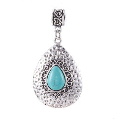 

Alloy European Dangle Beads with Synthetic Turquoise Large Hole Pendants Drop Antique Silver 57mm Hole 45mm