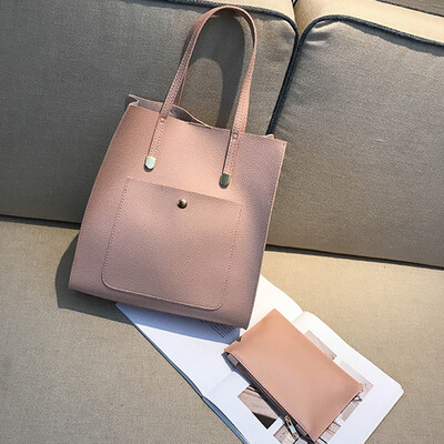 

Tailored 2Pcs Womens Fashion Leather Simple Shoulder Bag with Handbag BK