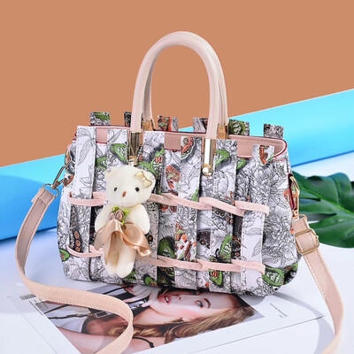 

Single shoulder diagonal handbag female new tide version woven printing large capacity fashion handbag bag