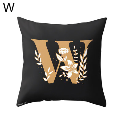 

Capital Letter Flower Print Pillow Case Waist Throw Cushion Cover Bedroom Decor