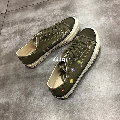 

New summer 2019 tide shoes students Korean version of canvas shoes female Joker Hong Kong wind ins board shoes female