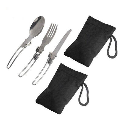 

Stainless Steel Dinnerware 2 Set Dinner Folding Knife Fork Spoon Tableware