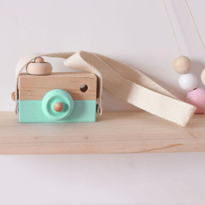 

Gobestart Wooden Toy Camera Kids Creative Neck Hanging Rope Toy Photography Prop Gift