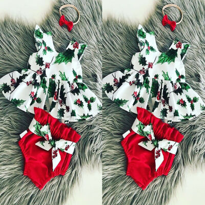 

Newborn Baby Girl Christmas Sleeveless Romper JumpsuitShorts Pants Xmas Outfits