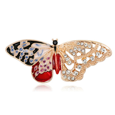 

New Alloy Enamel Butterfly Brooches Men And Womens Metal Rhinestone Insects Wedding Party Brooch Gifts