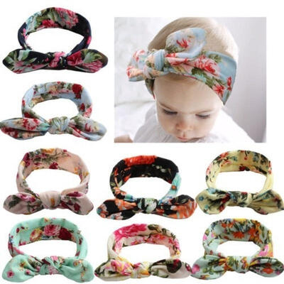 

Floral Print Kids Girl Baby Toddler Infant Flower Headband HairBow Bands Accessories
