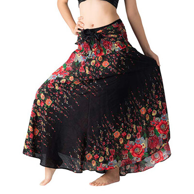 

Women Hippie Bohemian Long Skirt Gypsy Boho Elastic Waist Halter Beach Dress
