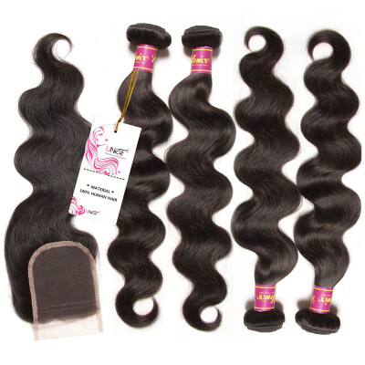 

UNice Hair Extensions 8A Malaysian Body Wave Human Hair 4 Bundles with Closure