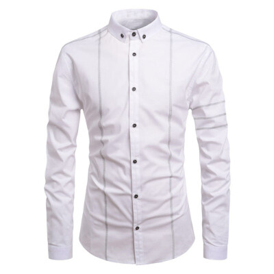 

Toponeto Men Striped Splicing Pocket Long Sleeve Shirt Fashion Long Sleeve Blouse Top