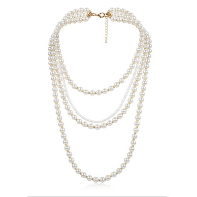 

Punk Multi Layered White Pearl Choker Necklace Beads Collar Statement Virgin Mary long Pendant Necklace Women Jewelry