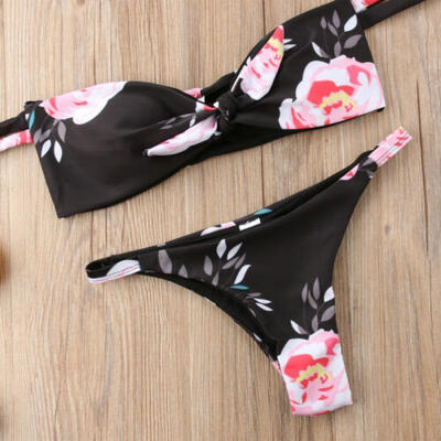 

Women Flower Swimwear Bikini Bathingsuit Triangle Swimsuit Bandage Tankini Beach