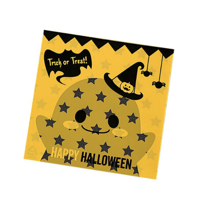 

100 Pcs Halloween Yellow Pumpkin Pattern Gift Bag Plastic Eco-friendly DIY Candy Cookies Birthday Party Craft Bags Packaging Bag