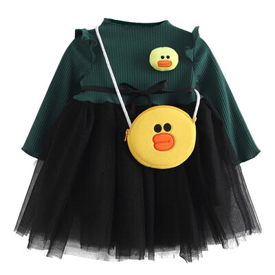 

Kids Girls Long Sleeve Lace Dress Cute Baby Clothes Dresses Long Sleeve Princess Vestidos With Bags