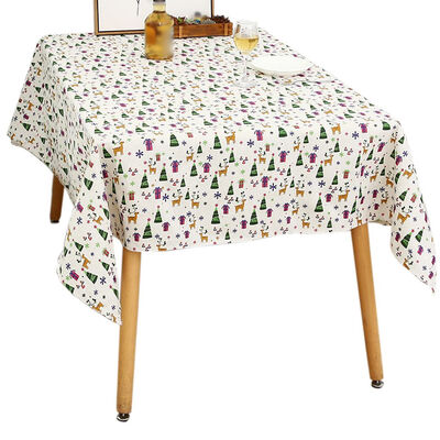 

Christmas Hat Cartoon Cotton Linen Fabric Tablecloth Rectangle Table Cloth Cover for Dining Table