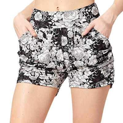 

Tailored Women Summer Printed Pockets Loose Hot Pants Summer Beach Shorts Trousers