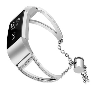 

〖Follure〗Replacement Stainless Steel Crystal Watch Band Wrist strap For Fitbit Charge 2