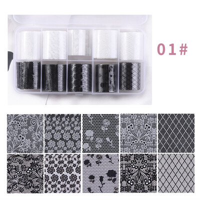 

Toponeto Nail Transfer Paper Mirror Dazzle Color Lace Star Gel Nail Transfer Paper